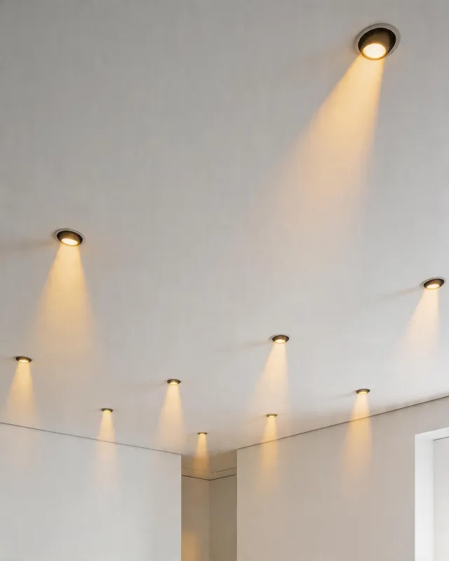 Architectural downlights in a gallery ceiling